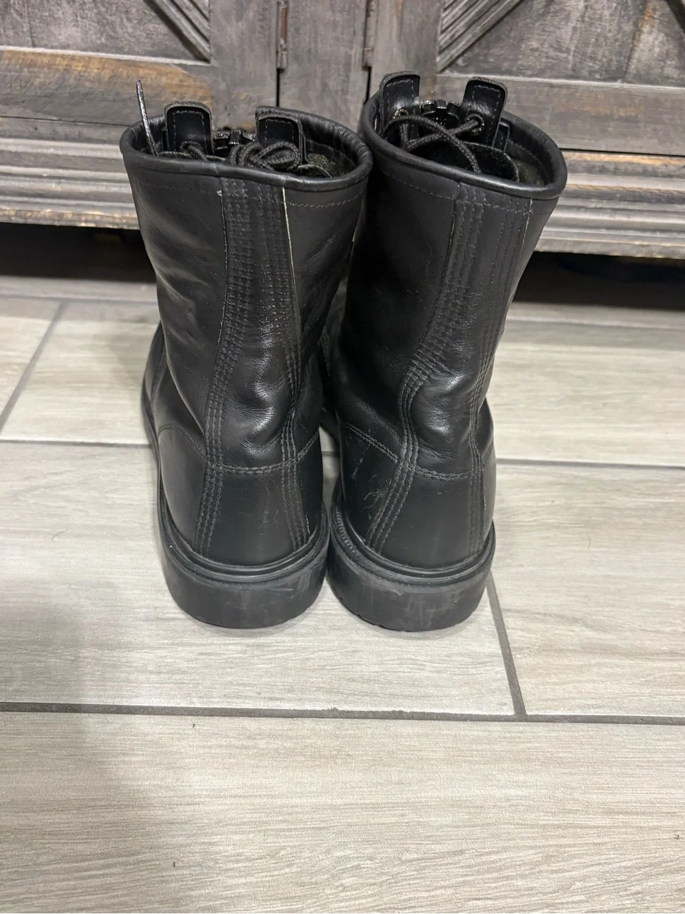 RED WING 4473 Vintage USA BLACK LEATHER ENGINEER MILITARY BOOTS 11 STEEL TOE